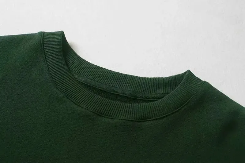 Oversize Embroidery Letter Round Collar Sweatshirts