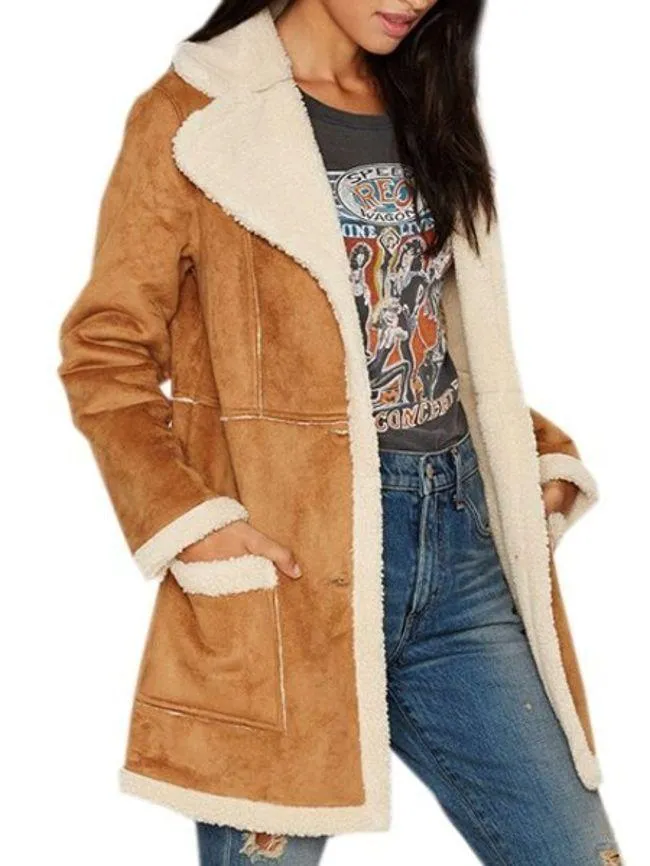 Patchwork Charming Lapel Overcoats