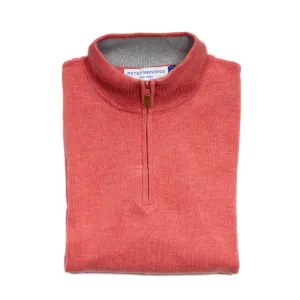 Pima Cotton Quarter Zip Sweaters - Nantucket Red