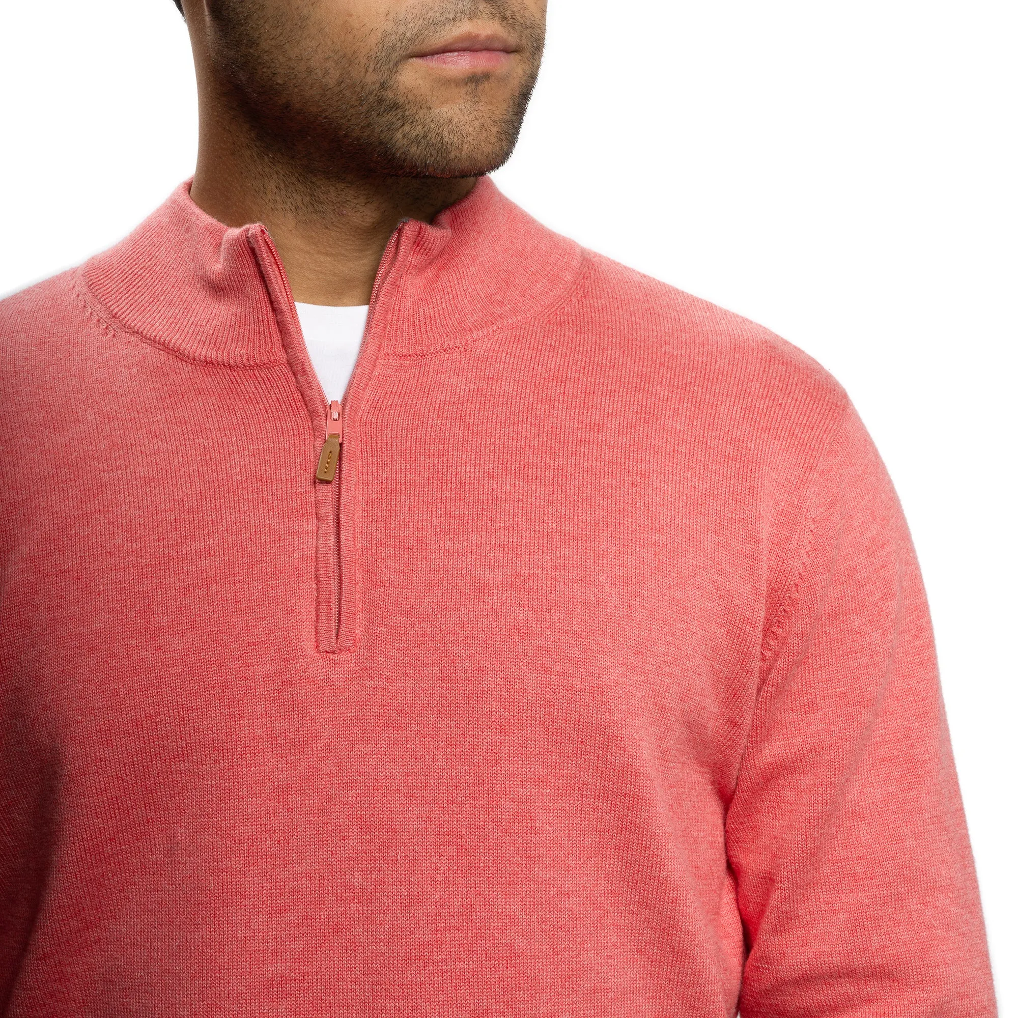 Pima Cotton Quarter Zip Sweaters - Nantucket Red