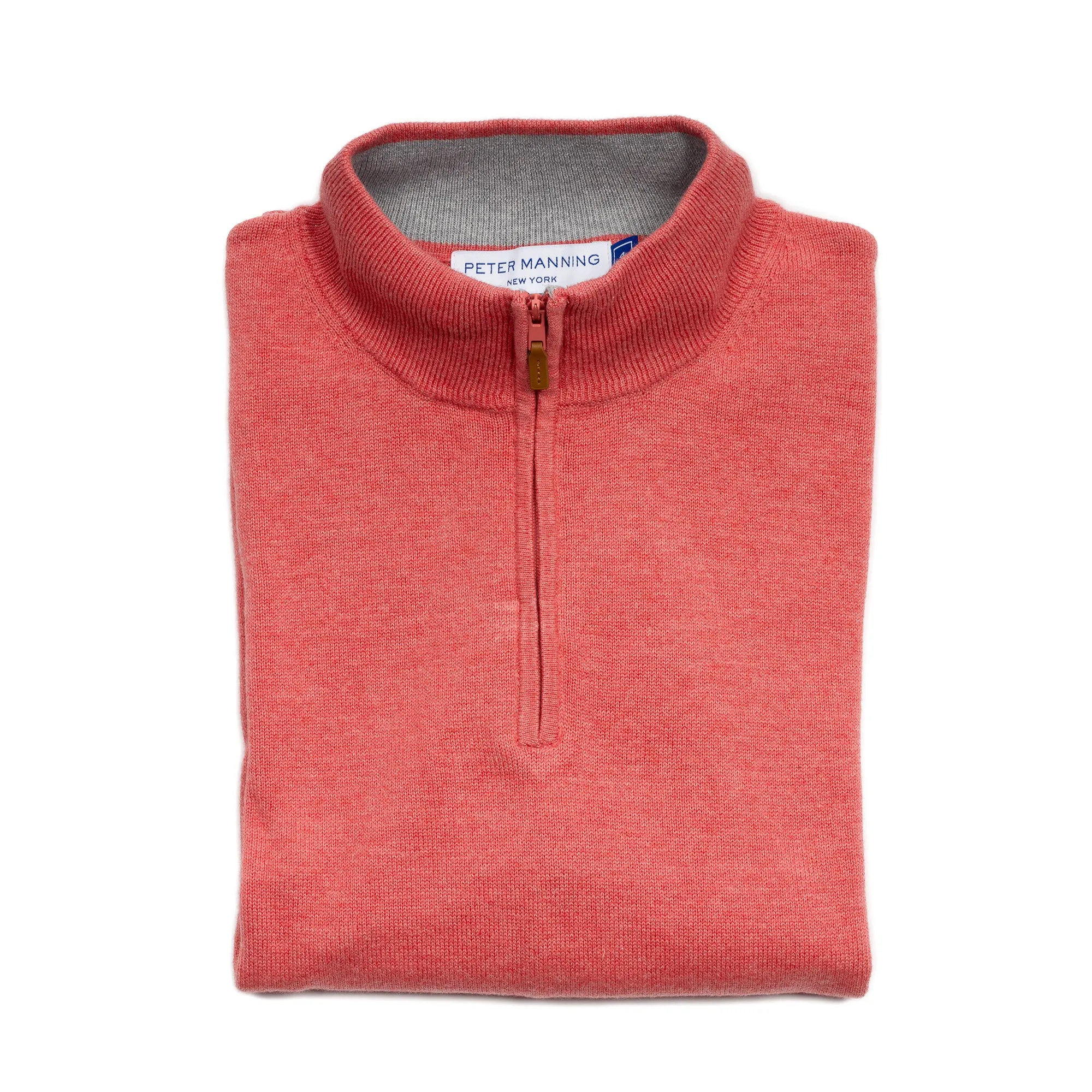 Pima Cotton Quarter Zip Sweaters - Nantucket Red