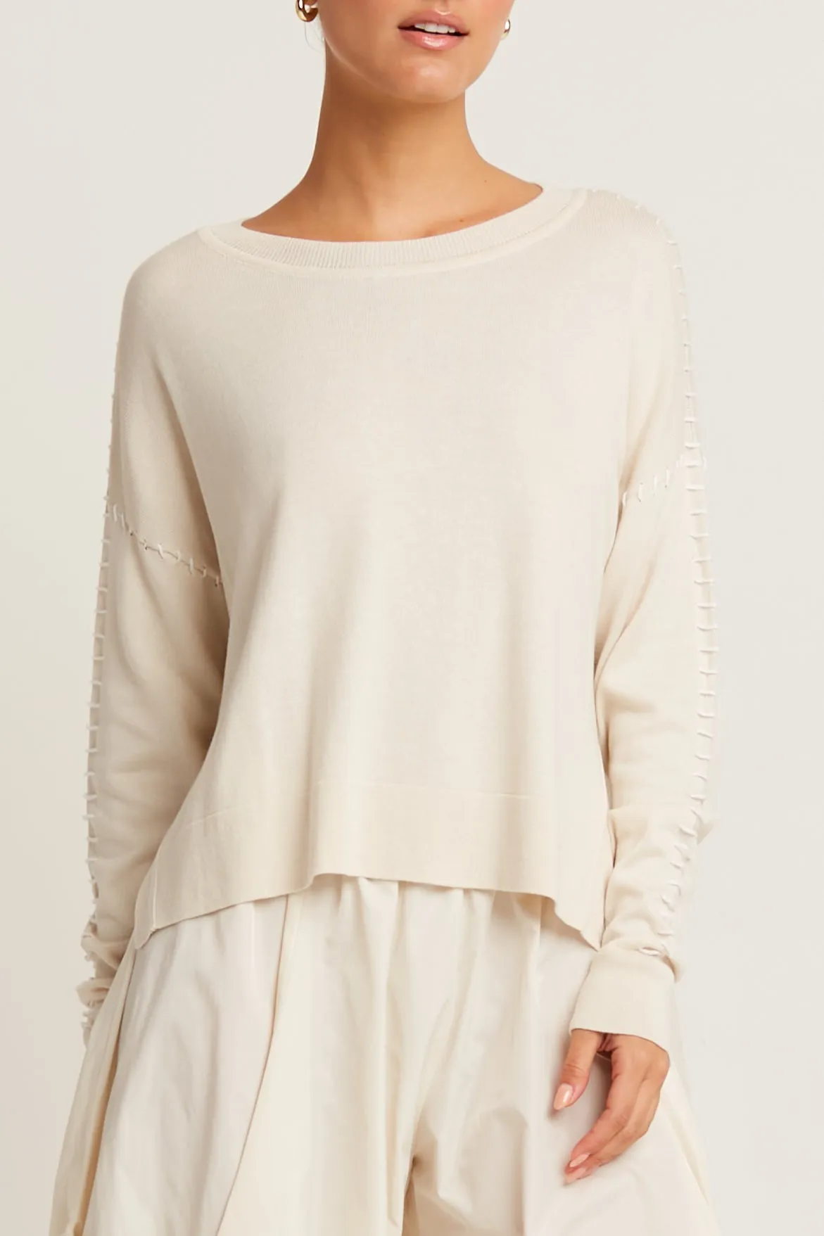 Pima Cotton Whipstitch Crewneck Sweater