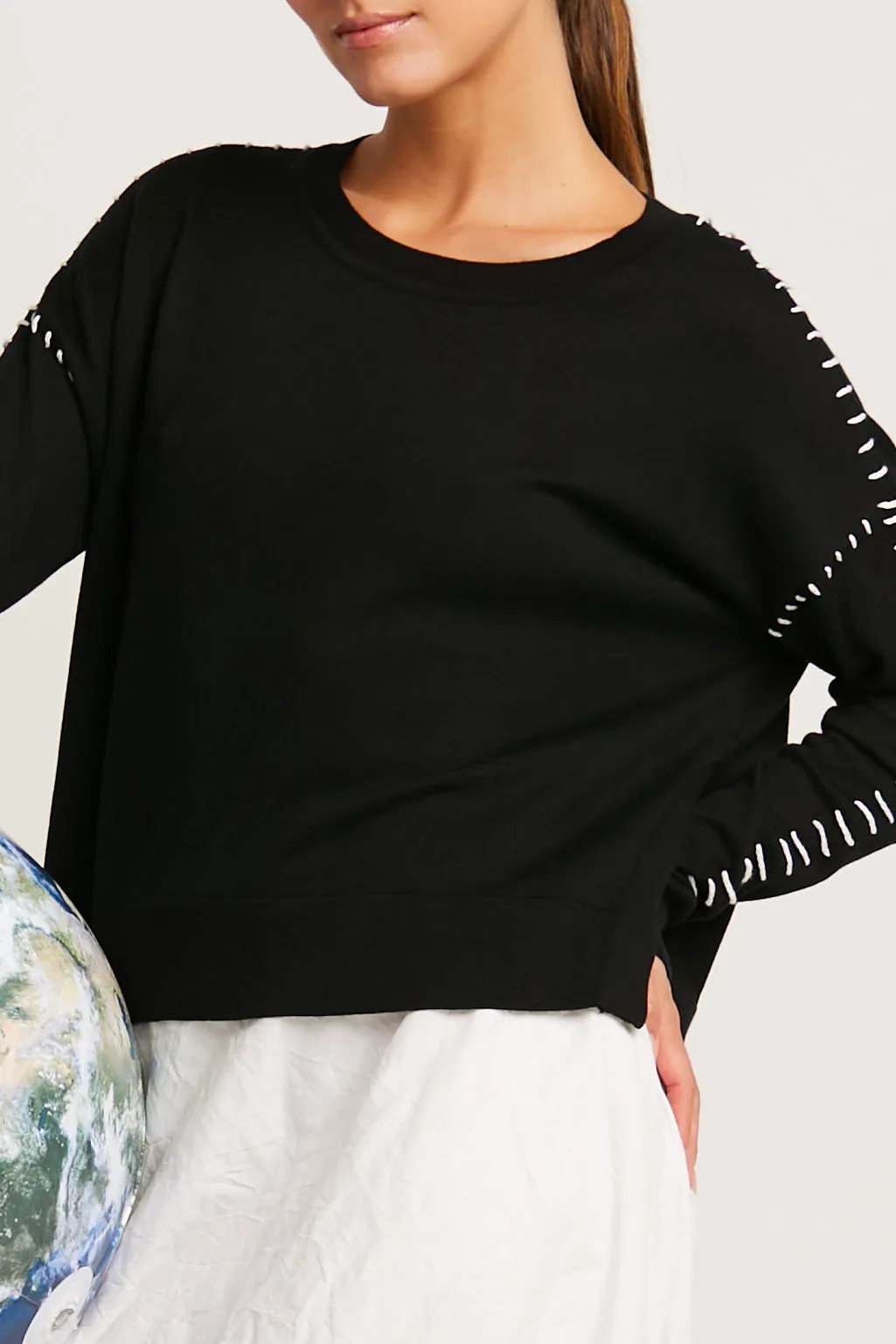Pima Cotton Whipstitch Crewneck Sweater