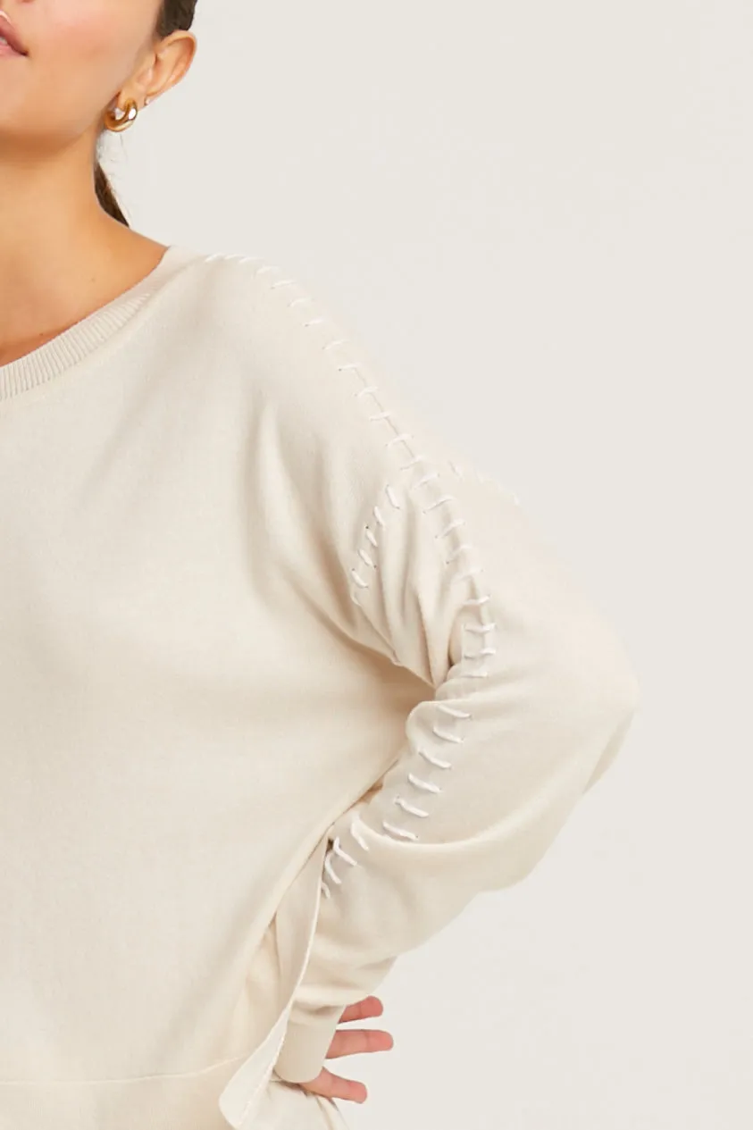 Pima Cotton Whipstitch Crewneck Sweater
