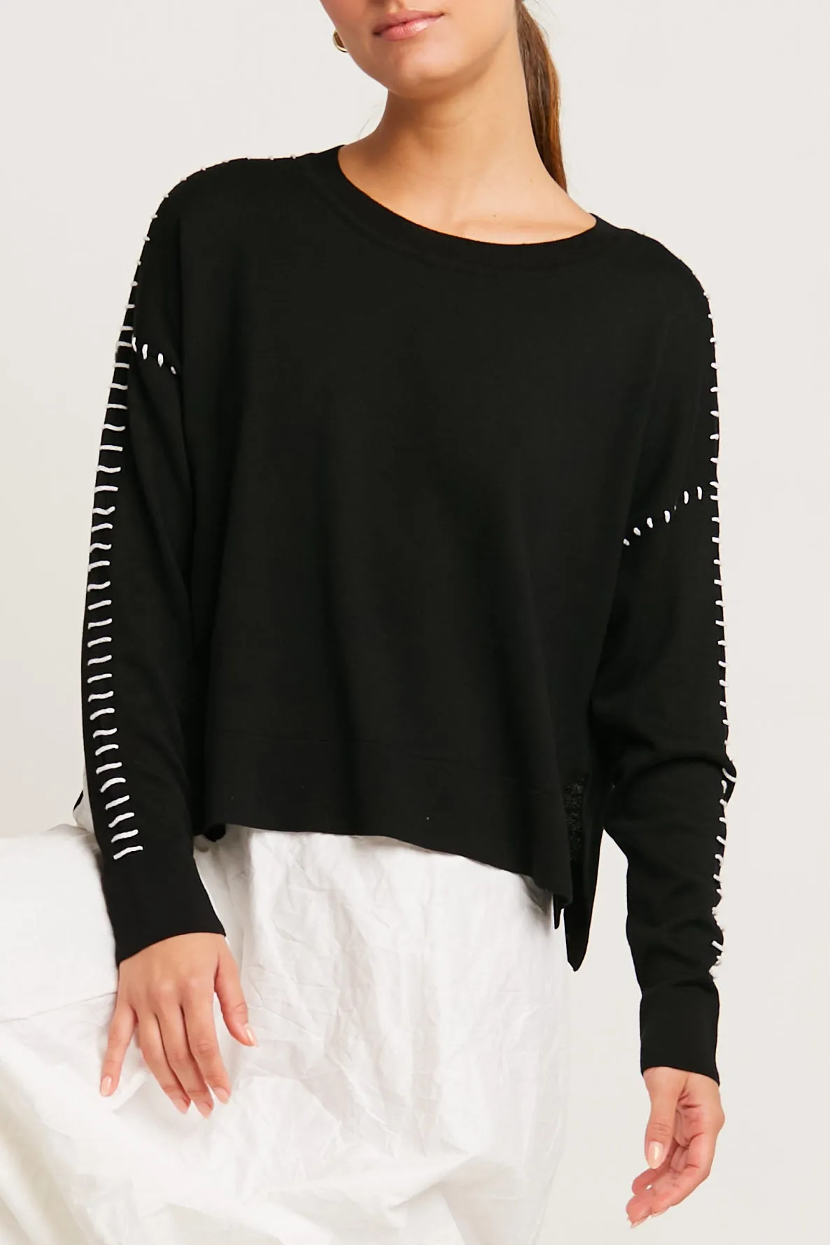 Pima Cotton Whipstitch Crewneck Sweater