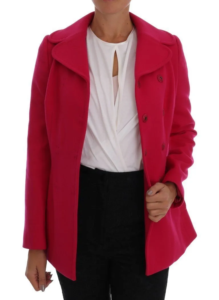Pink Wool Trenchcoat Double Breasted Jacket