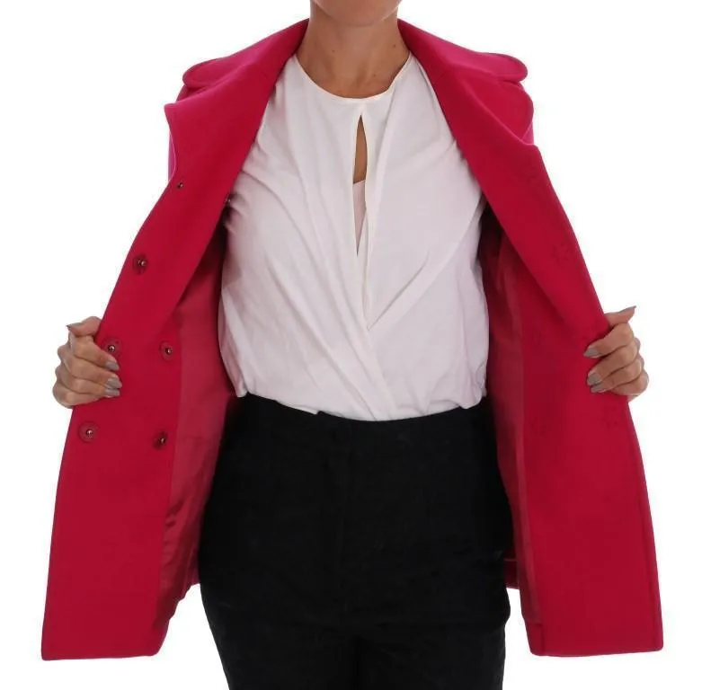 Pink Wool Trenchcoat Double Breasted Jacket