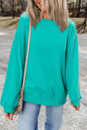 Plain Drop Shoulder Pullover Sweatshirt
