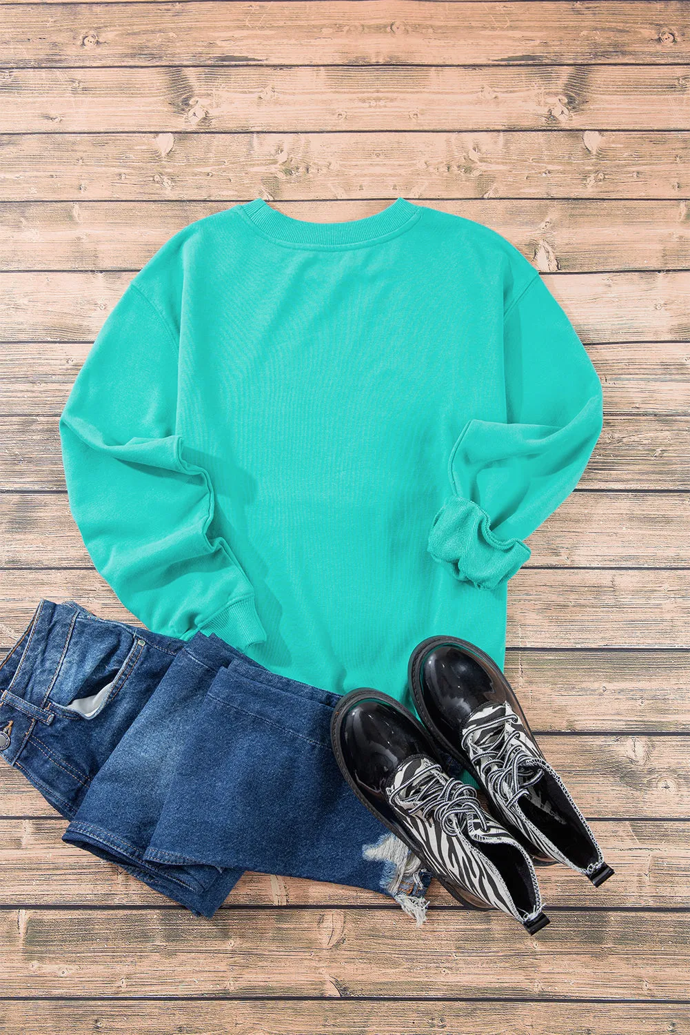 Plain Drop Shoulder Pullover Sweatshirt