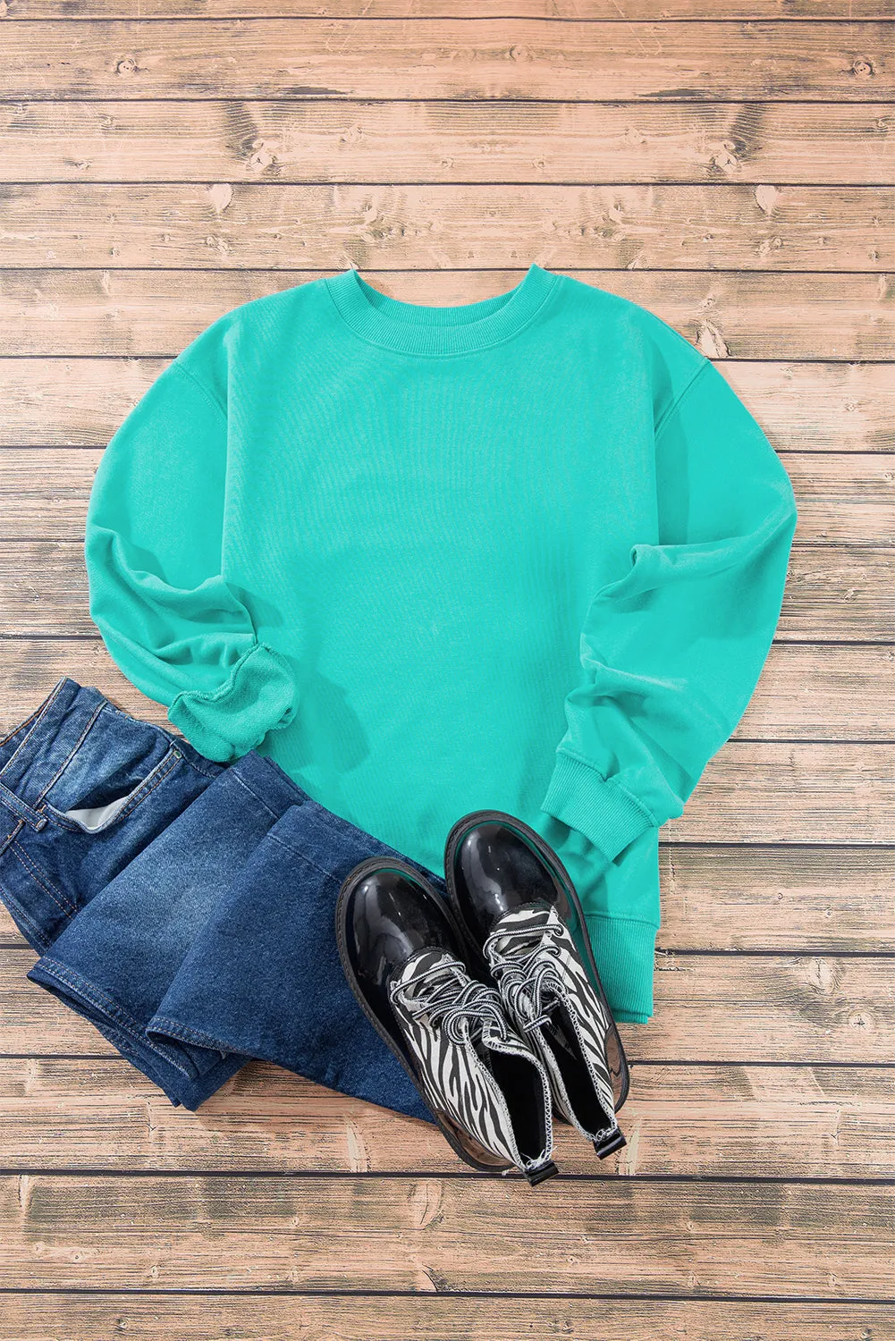 Plain Drop Shoulder Pullover Sweatshirt