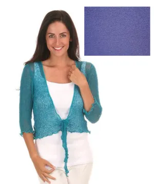 Popcorn Knit Shrug in Blueberry
