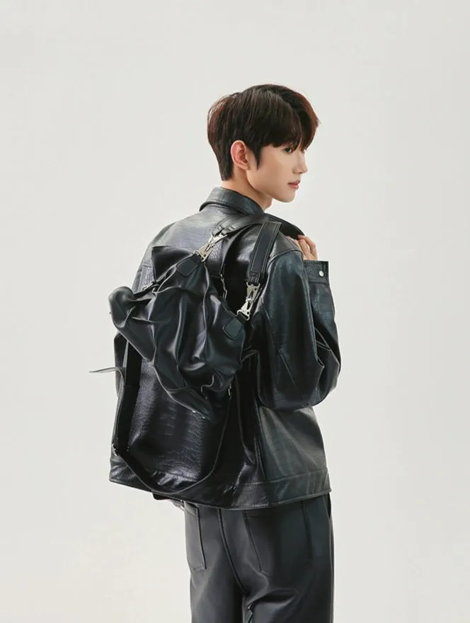 PU Leather Snake Print Jacket