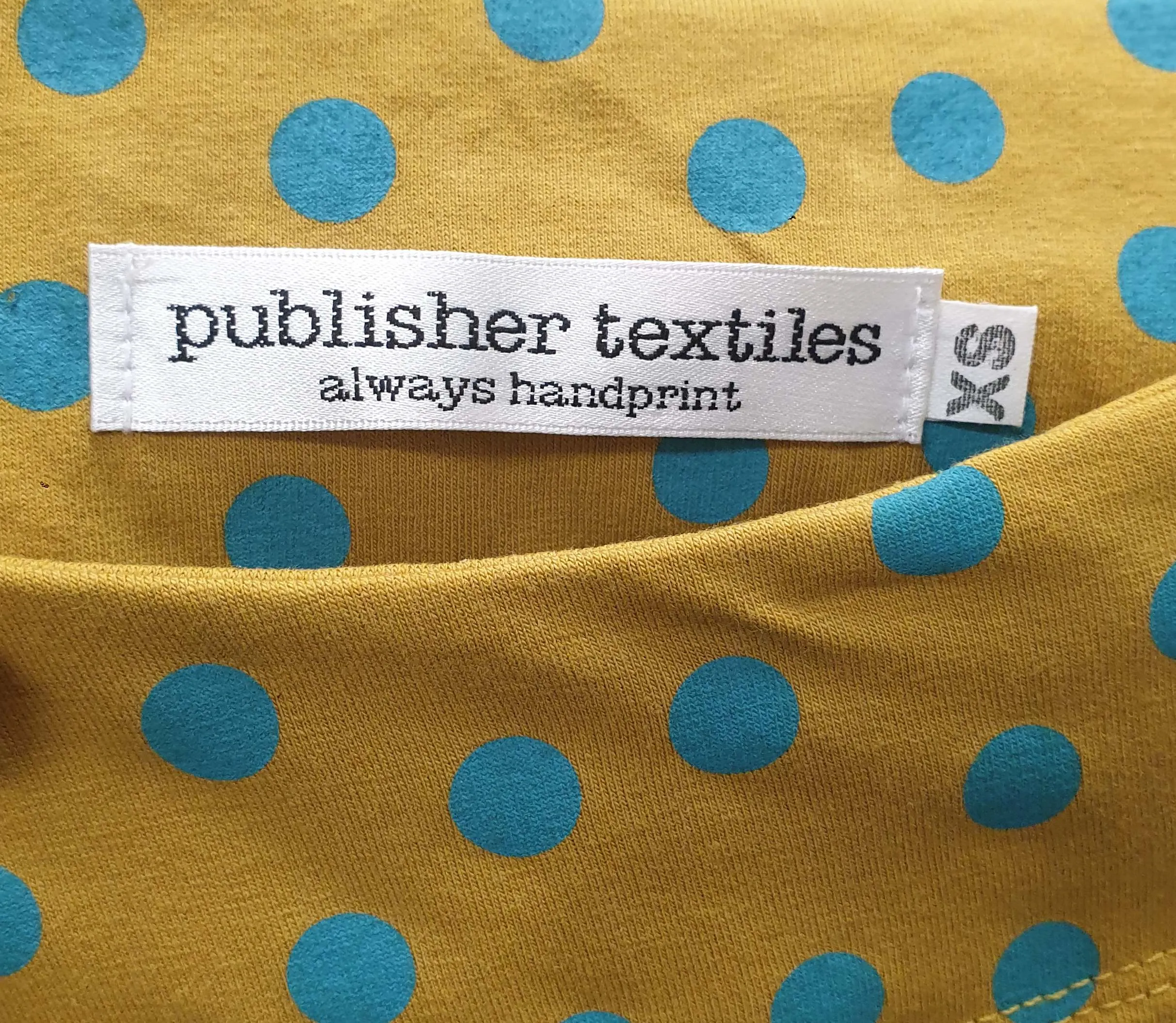Publisher Textiles mustard polka dot print long sleeve size XS