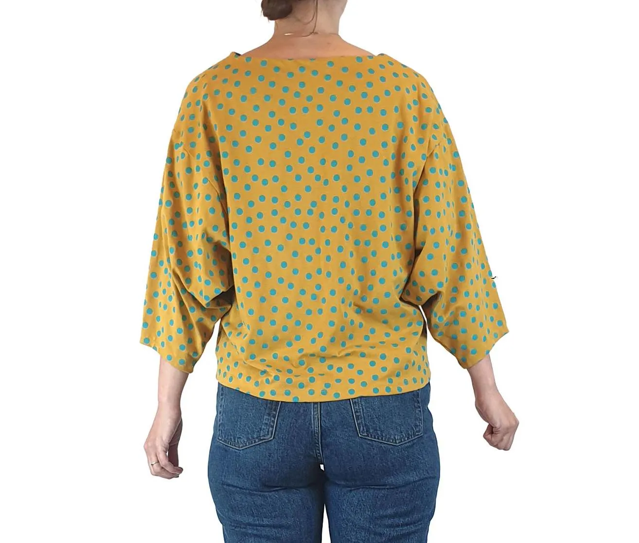 Publisher Textiles mustard polka dot print long sleeve size XS