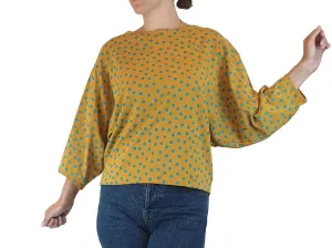Publisher Textiles mustard polka dot print long sleeve size XS