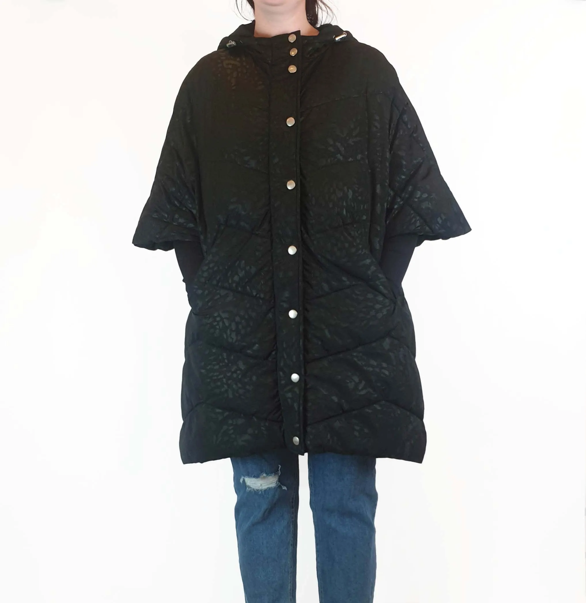 Puffa textured black half sleeve puffer jacket size M