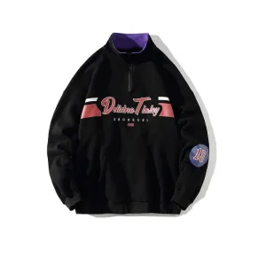 Retro Printed Stand-Up Collar Sweatshirts