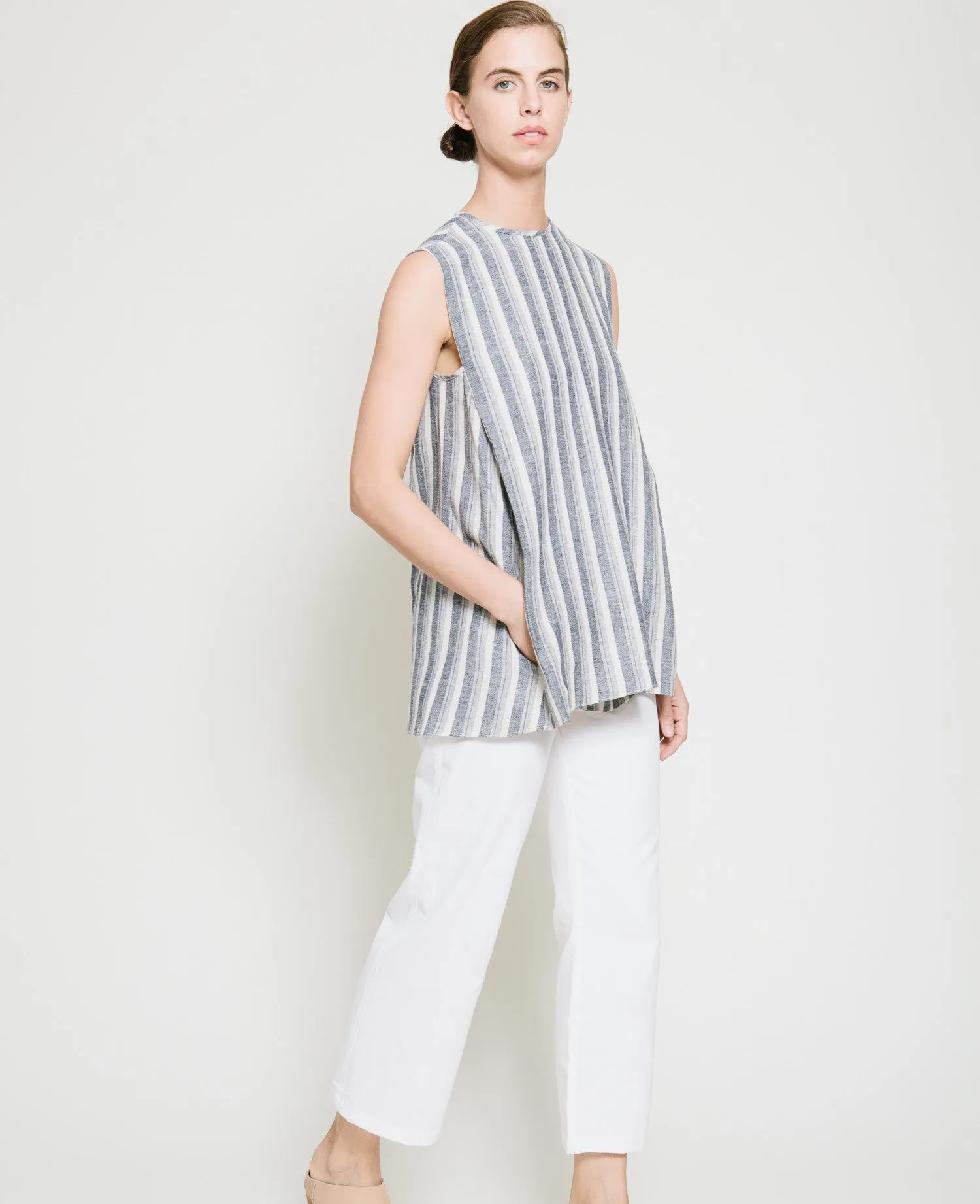 Safil Fold Top in Grey Stripe