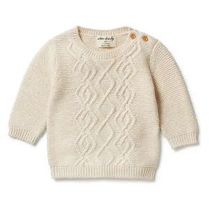 Sand Melange - Knitted Cable Jumper