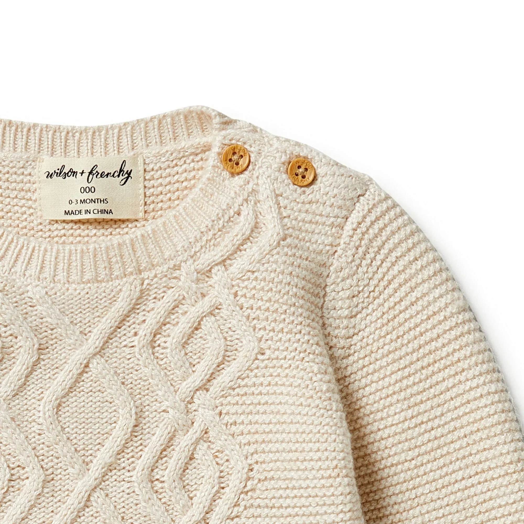 Sand Melange - Knitted Cable Jumper