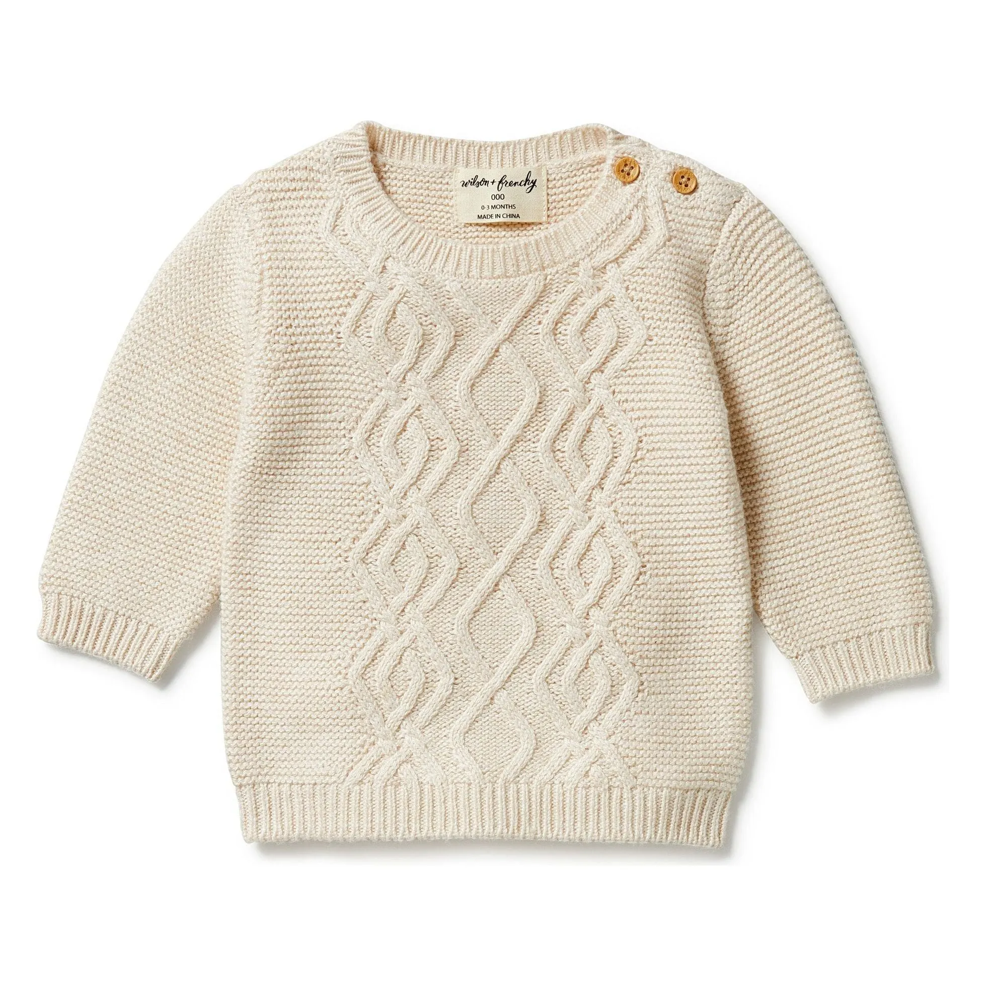 Sand Melange - Knitted Cable Jumper