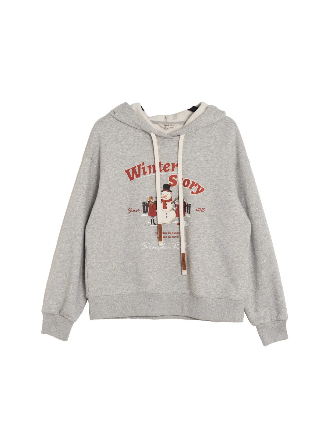 Selene Winter Story Snowman Pattern Drawstring Hoodie