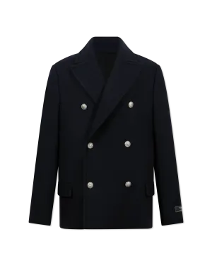 Short Felted Wool Double Breasted Peacoat