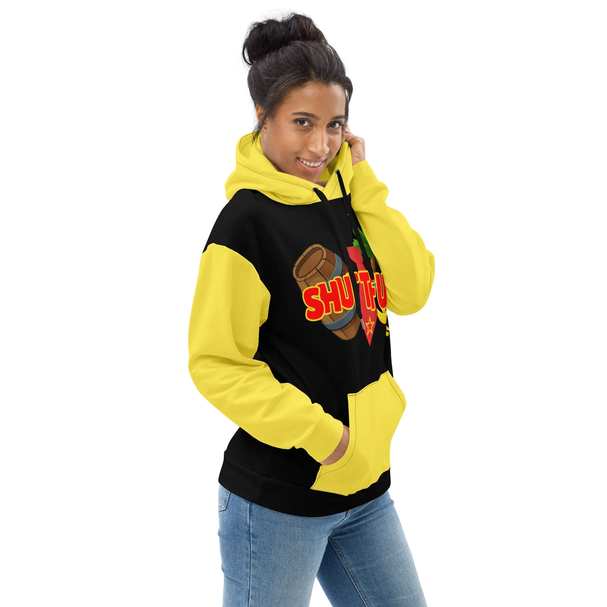 Shut TF Up Unisex Hoodie - Black/Yellow