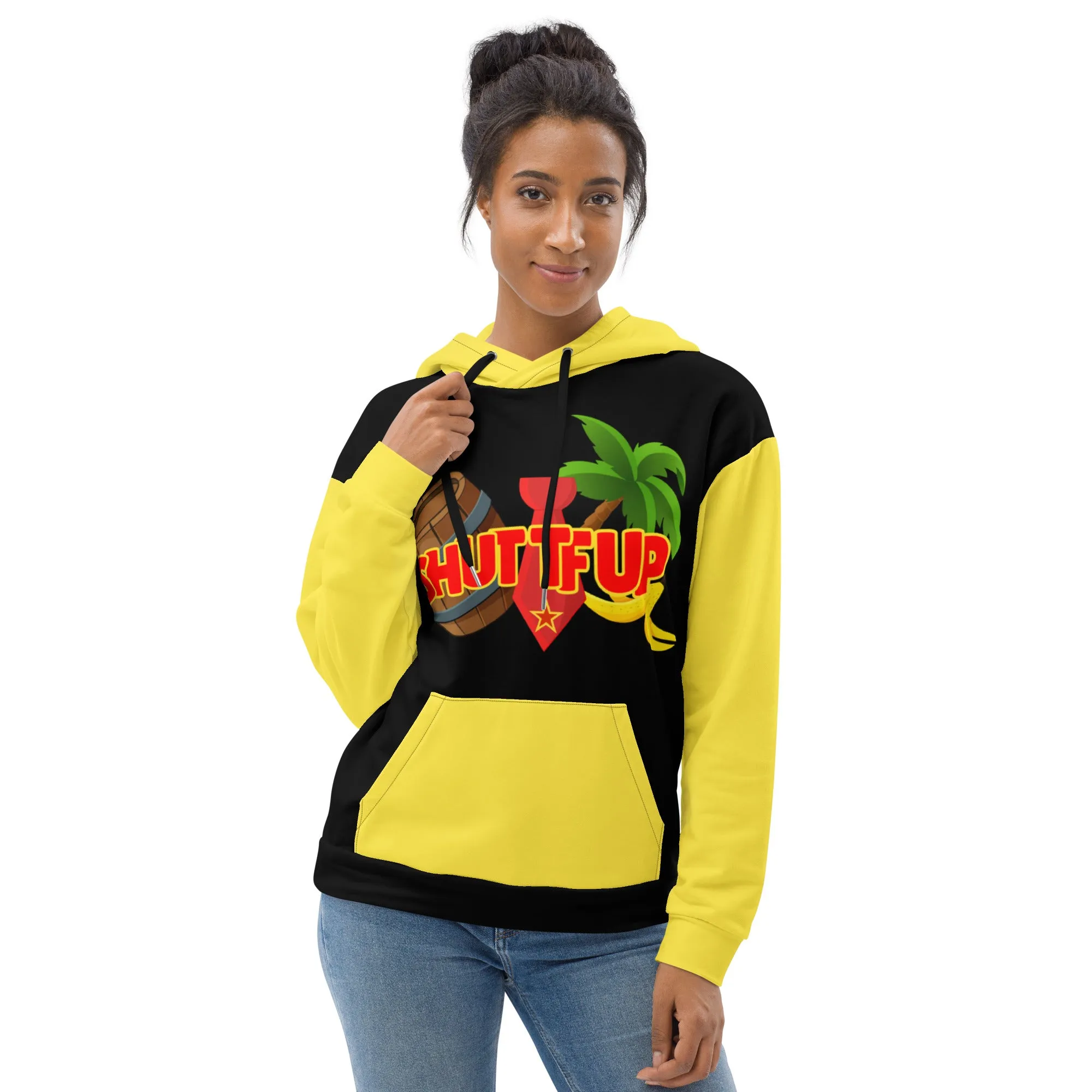Shut TF Up Unisex Hoodie - Black/Yellow