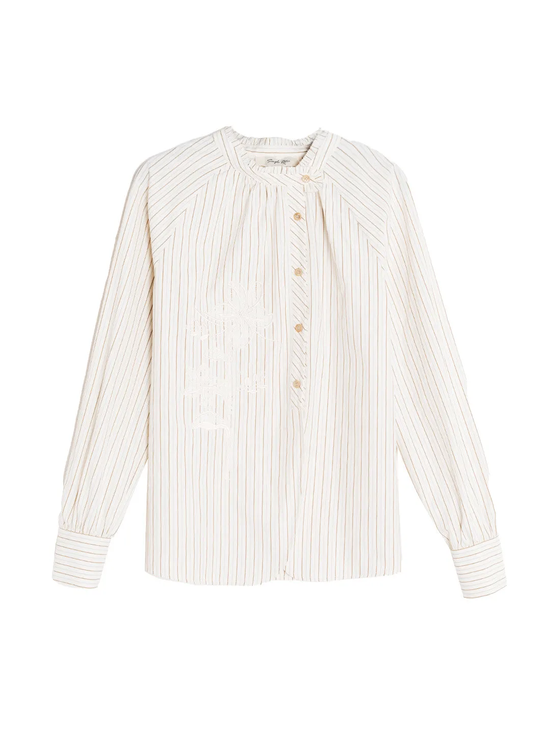 Simone Mockneck Stripe Floral Blouse