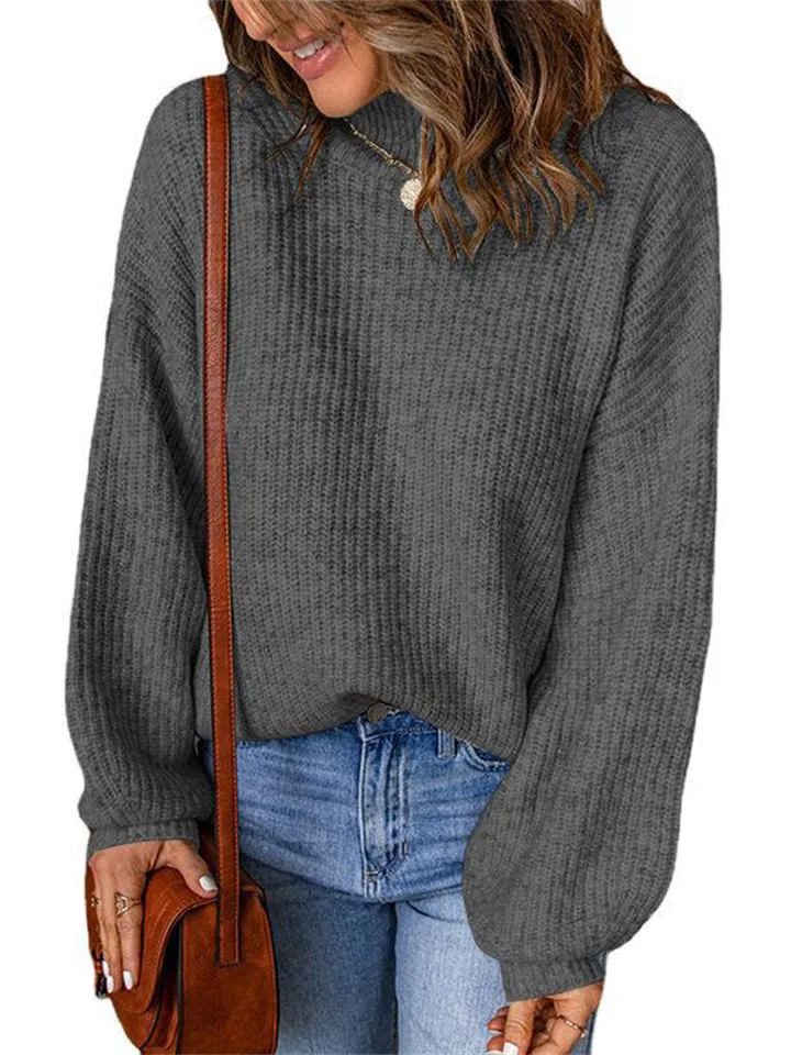 Simple Style Daily Extra Loose Long Sleeve Knitted Women Sweater