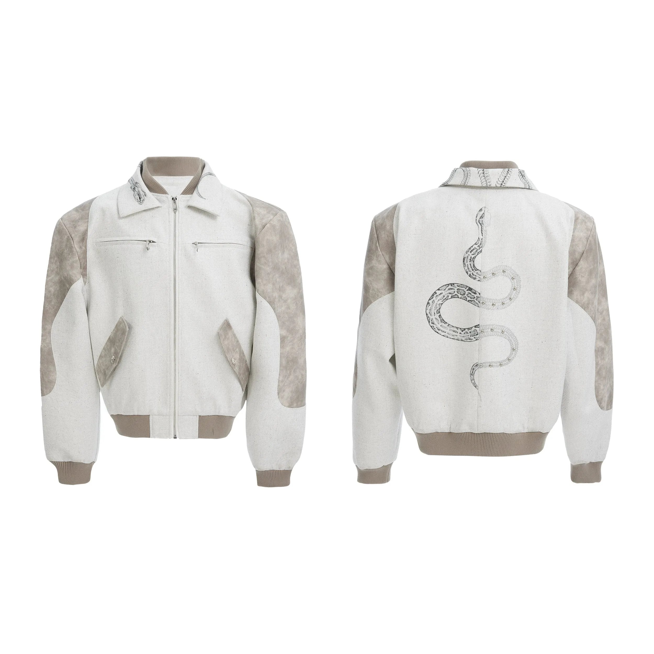 Snake Print Splicing Short Jacket