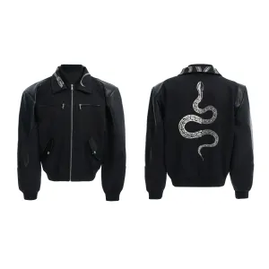 Snake Print Splicing Short Jacket