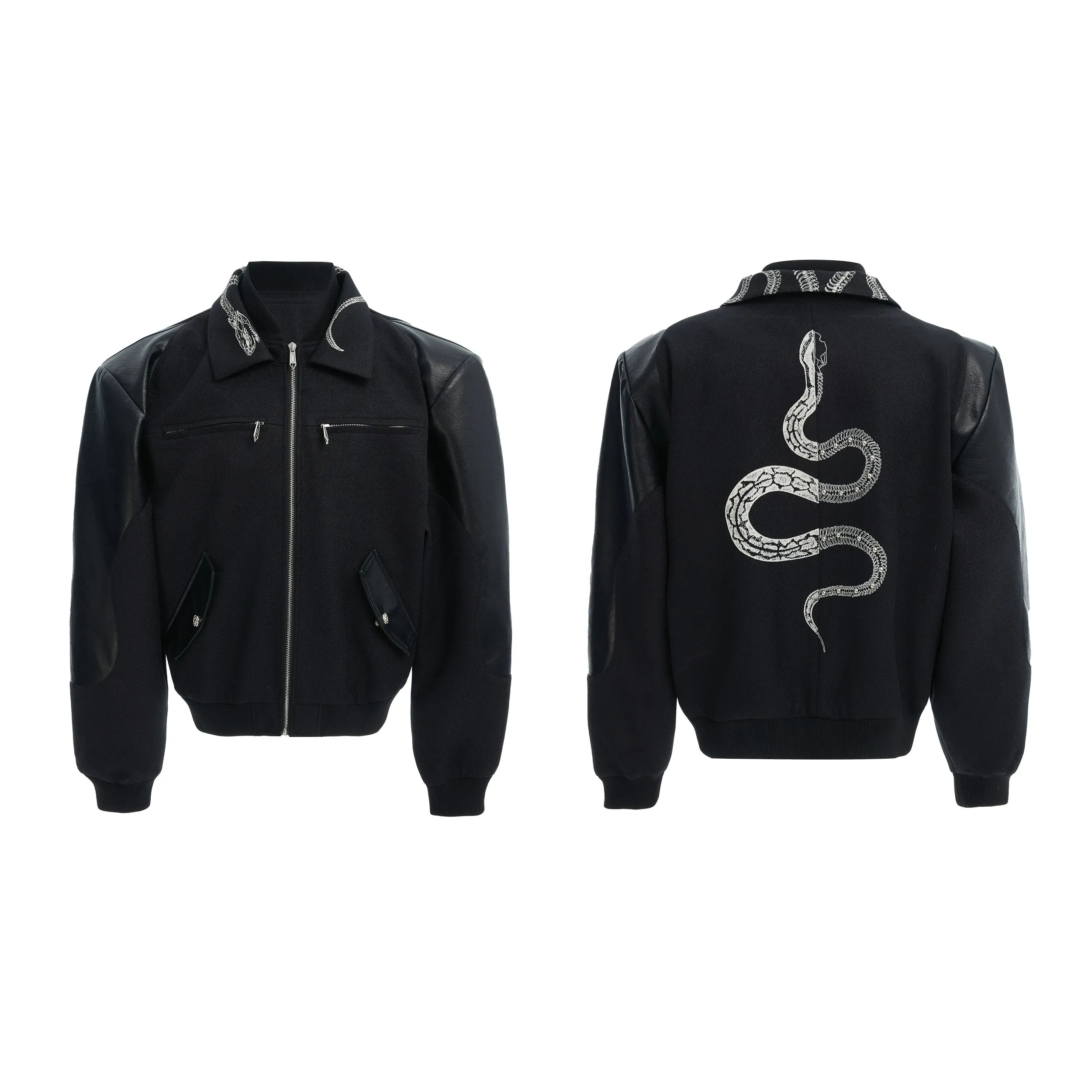 Snake Print Splicing Short Jacket