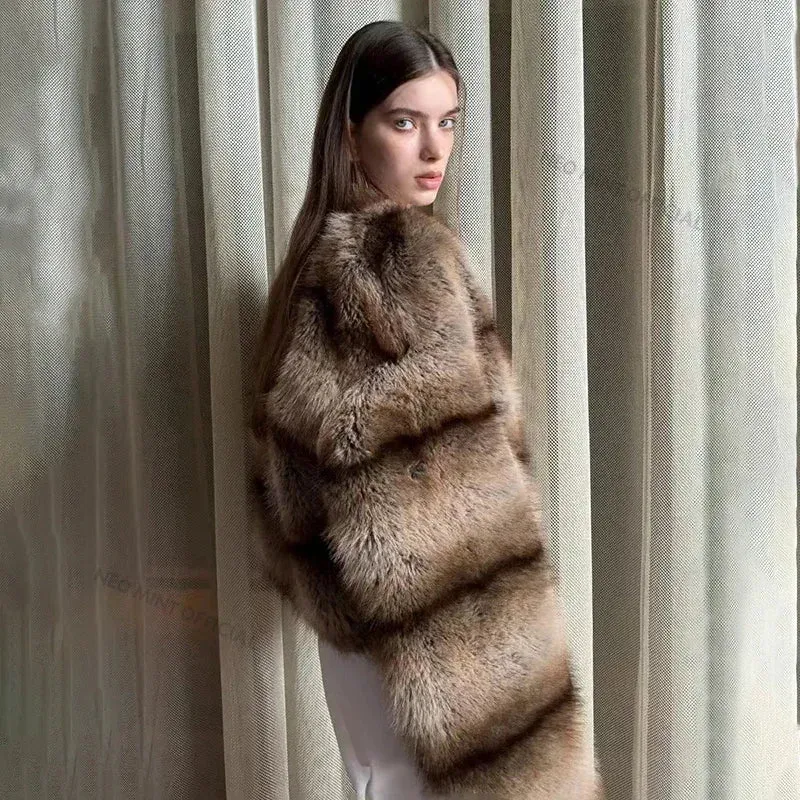 Softly Fluffy High Brand Jacket Warm Outerwear Furry Coat Fur Fox Fur Streamlined shipping Women Faux Overcoats Warm Satisfaction guaranteed Quality Winter