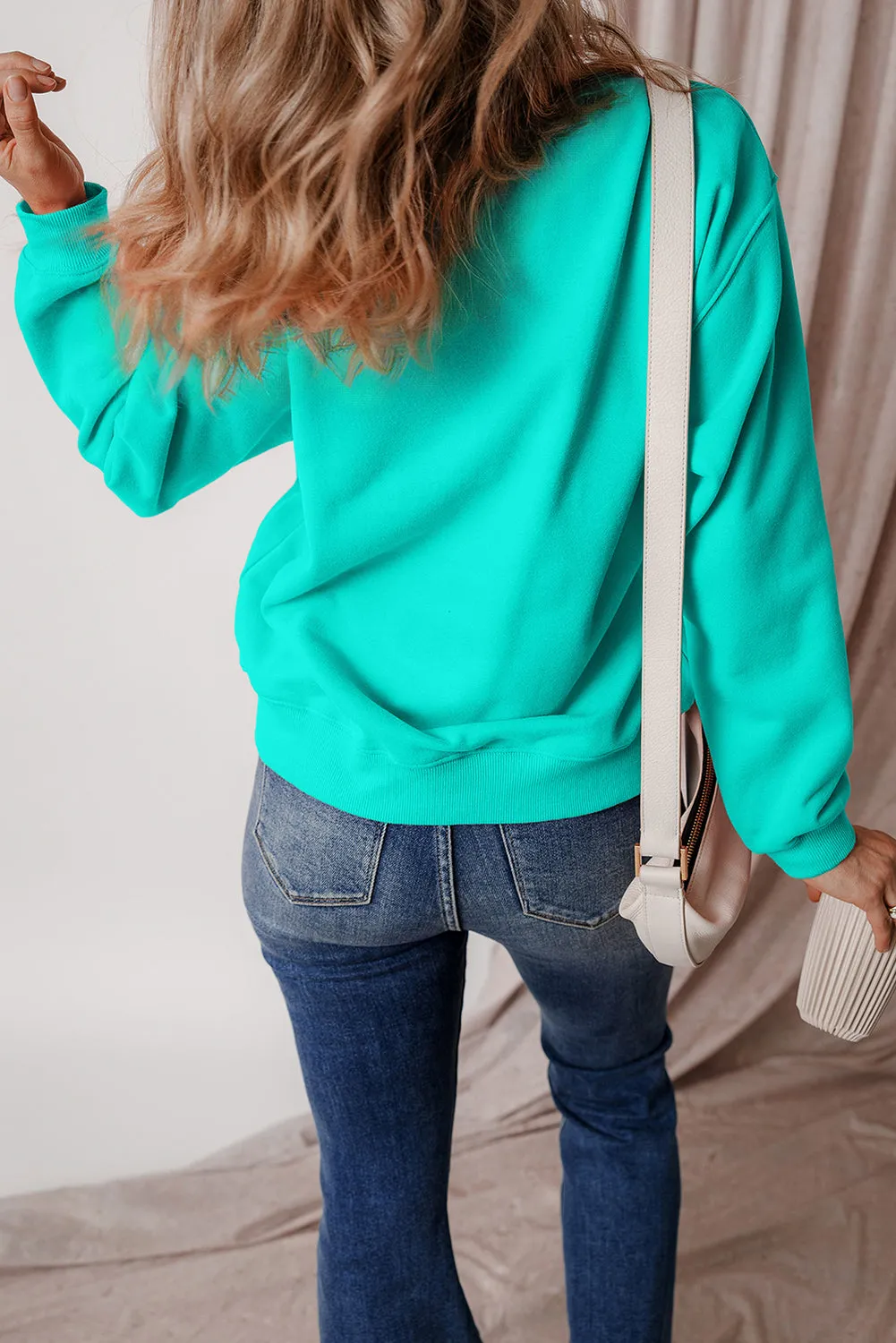 Solid Fleece Lined Terry Sweatshirt