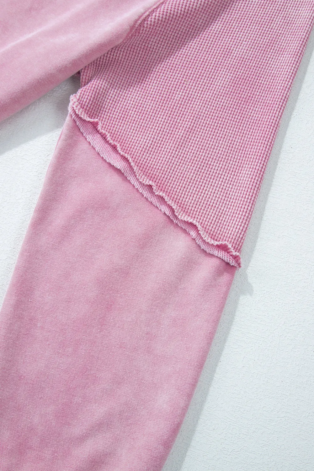 Solid Waffle Knit Raglan Sleeve Sweatshirt