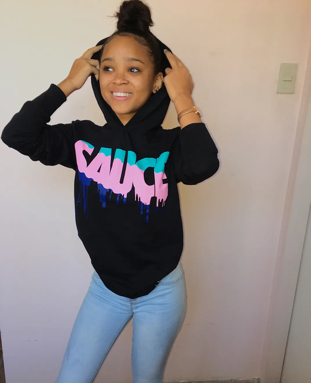 South Beach Sauce | Black Jersey Long Sleeve Hoodie