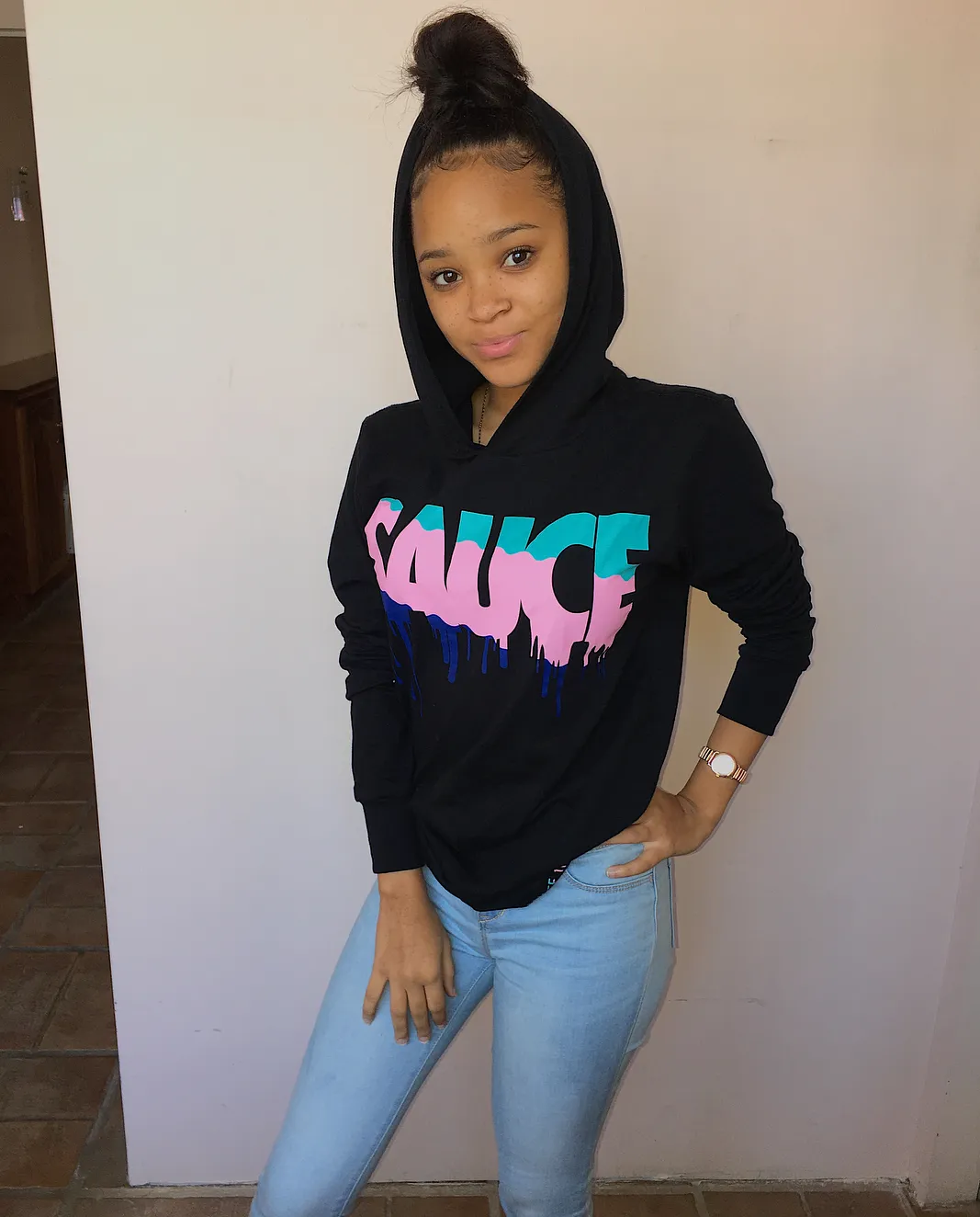 South Beach Sauce | Black Jersey Long Sleeve Hoodie