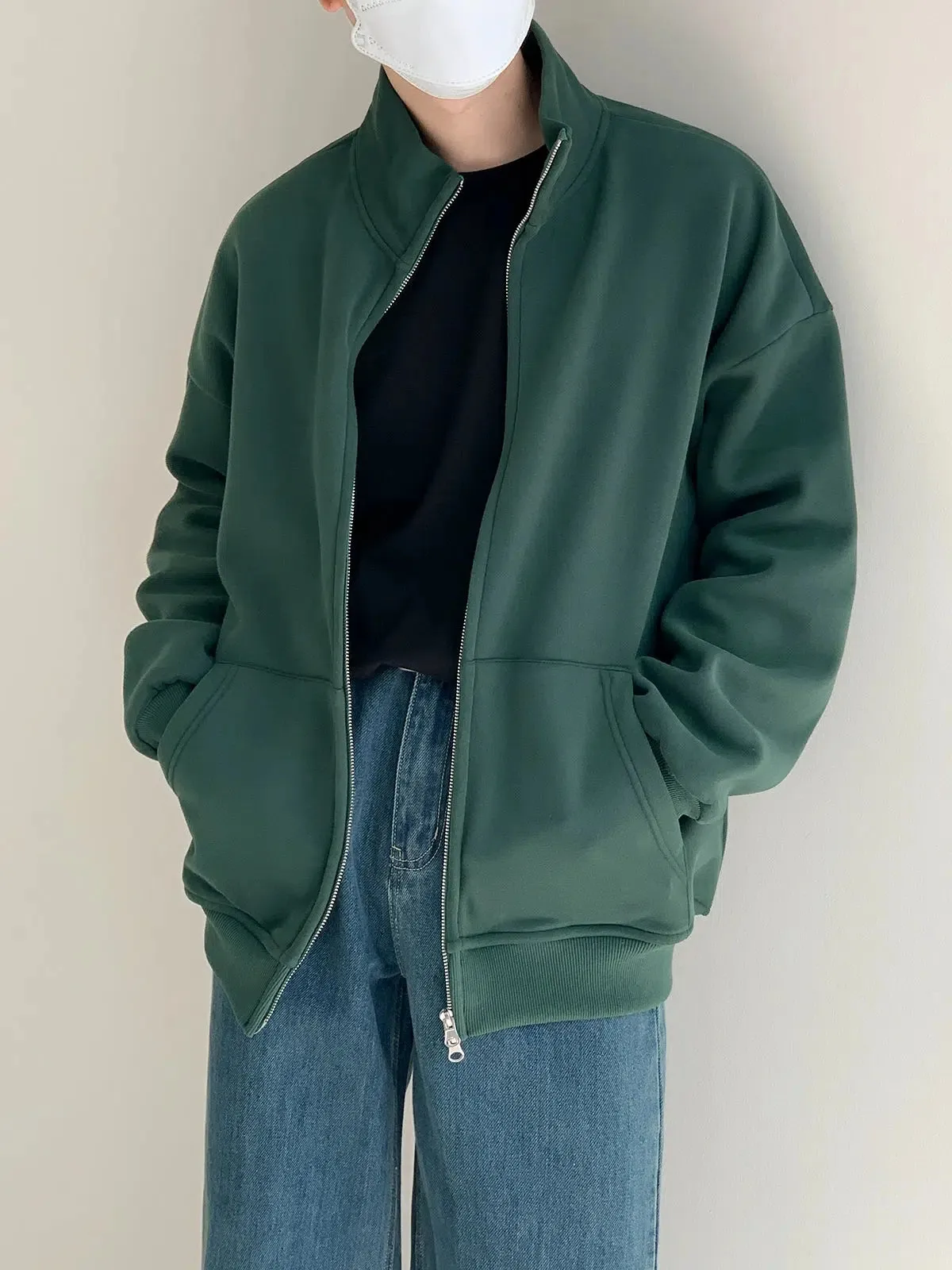 Stand Collar Zipper Cardigan Jacket