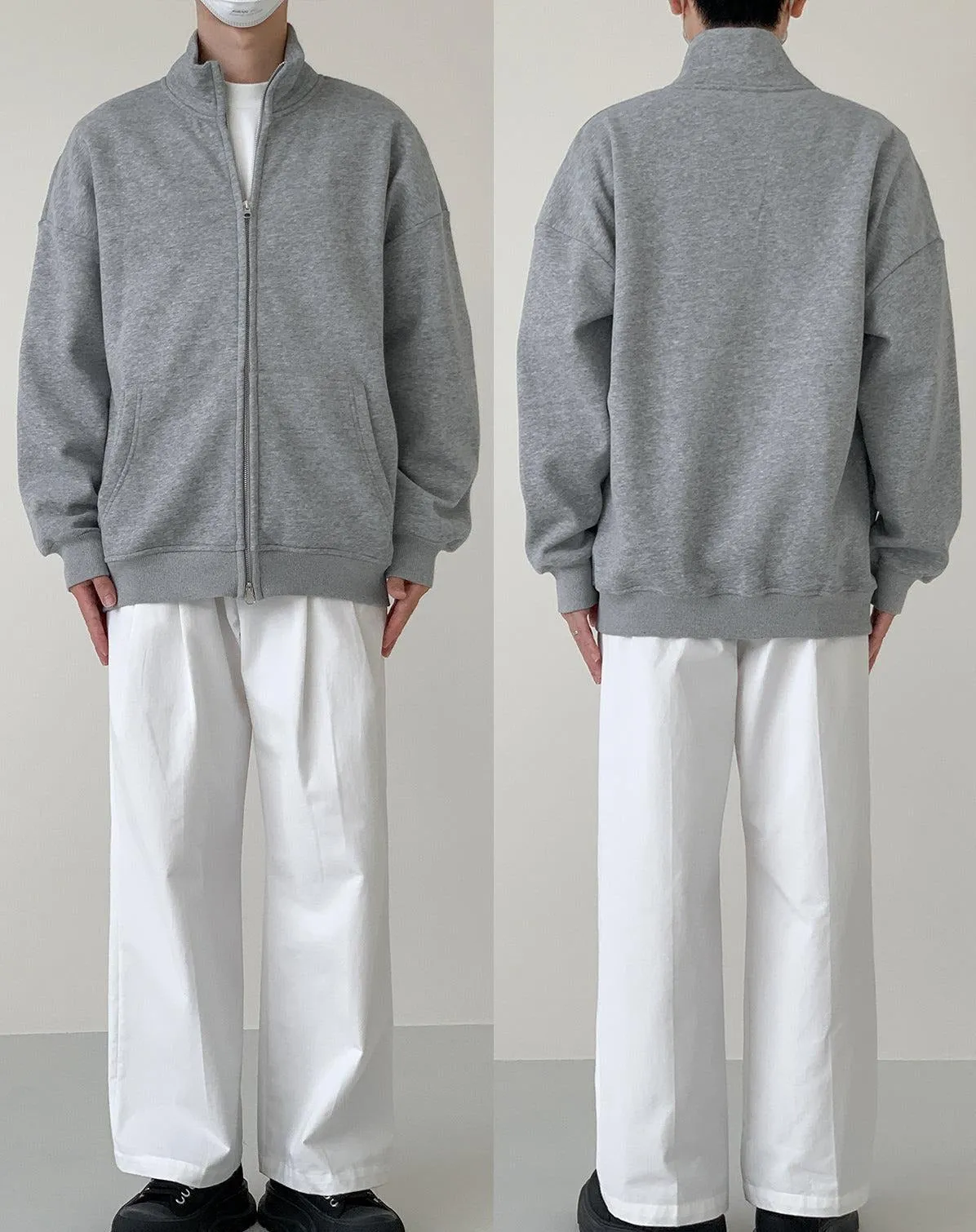 Stand Collar Zipper Cardigan Jacket