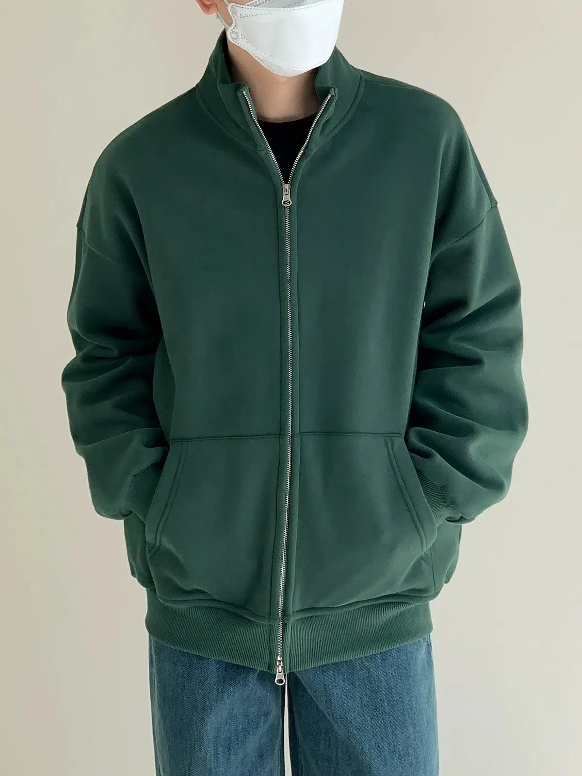 Stand Collar Zipper Cardigan Jacket