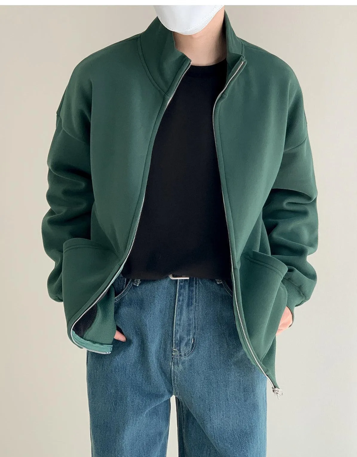 Stand Collar Zipper Cardigan Jacket