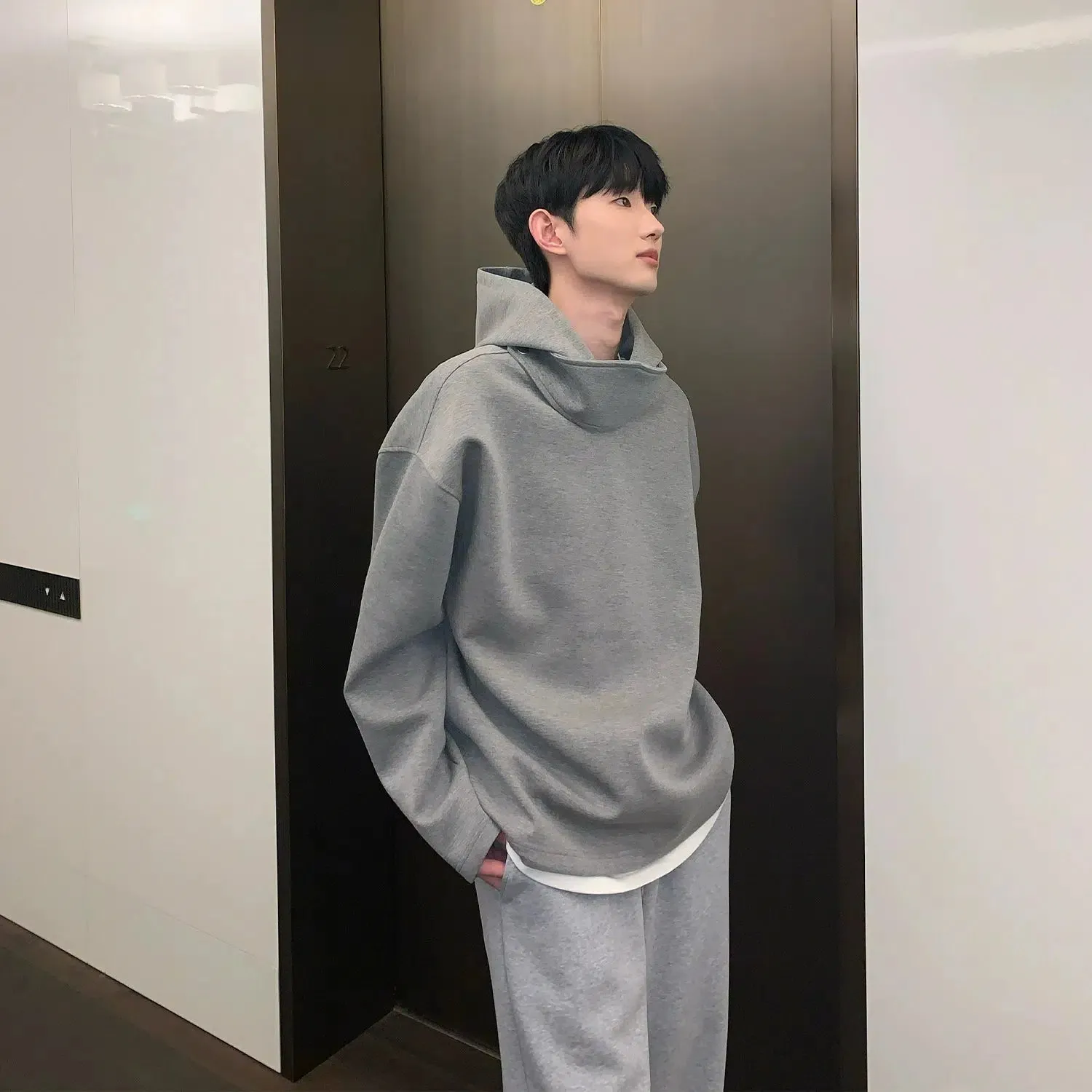 Stand-up Collar Hooded Sweatshirt