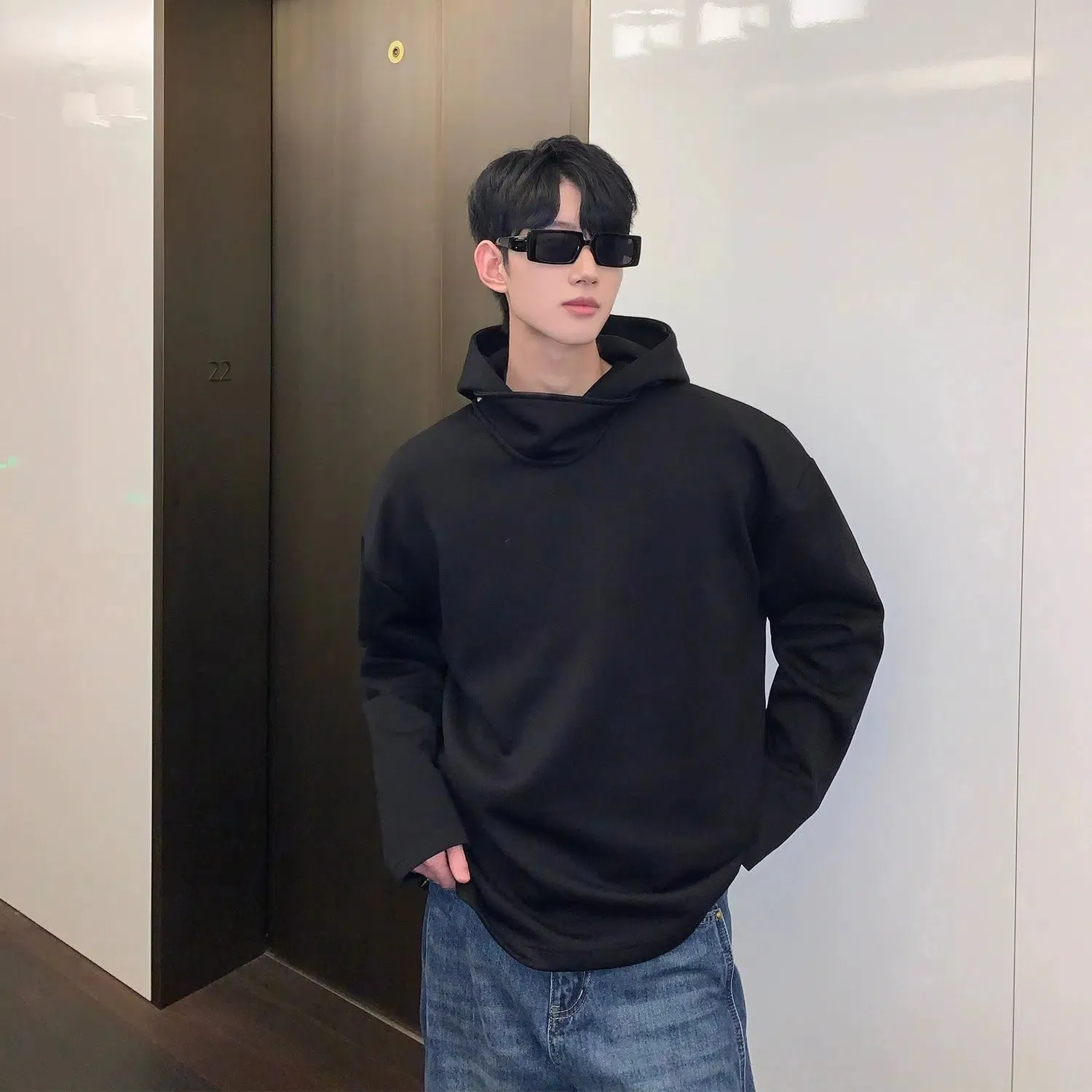 Stand-up Collar Hooded Sweatshirt