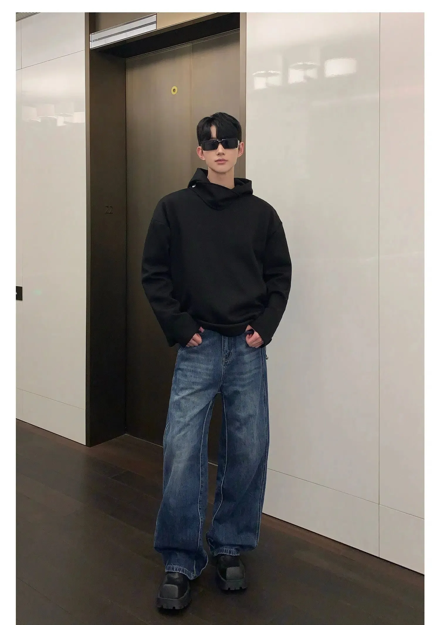 Stand-up Collar Hooded Sweatshirt