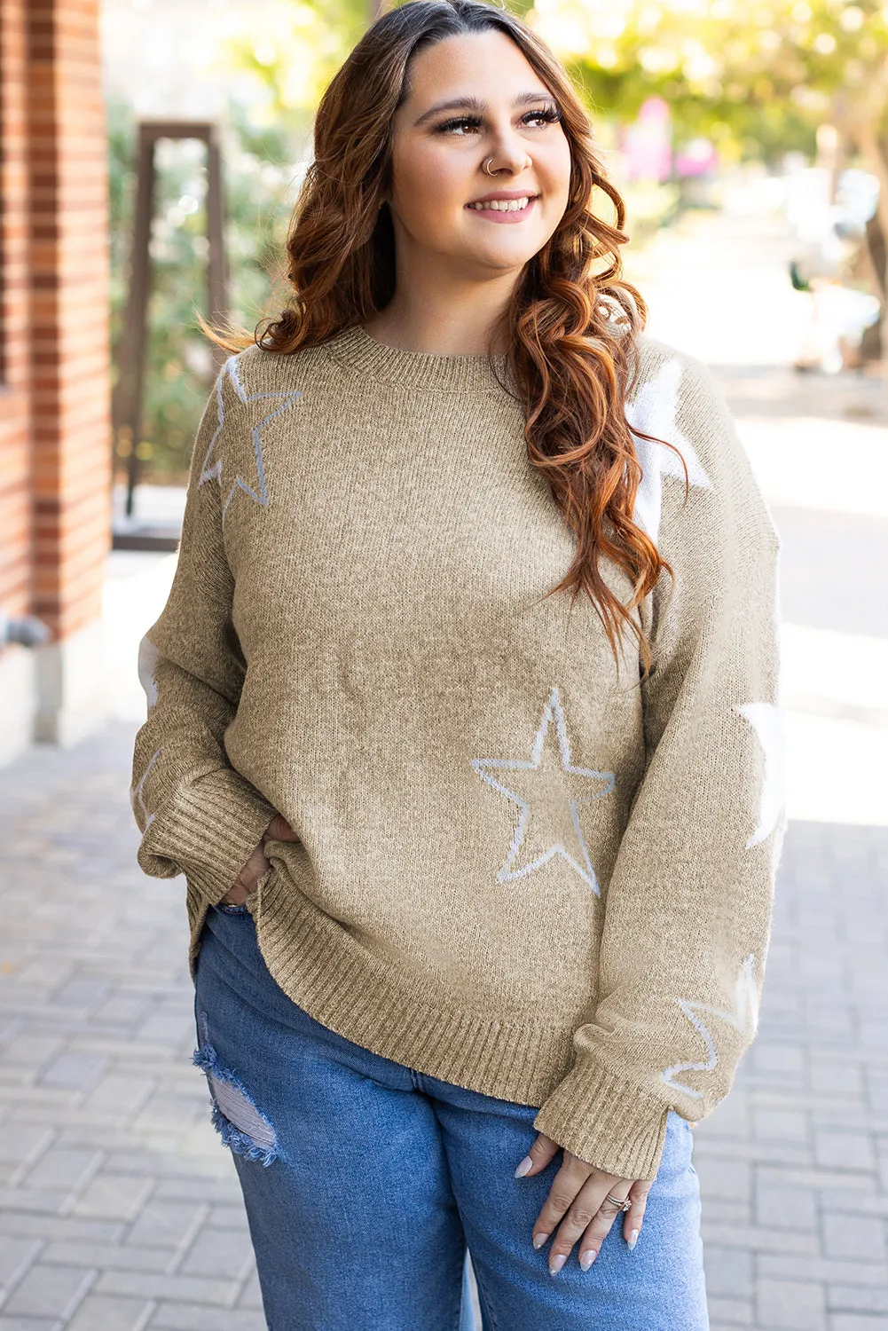 Star Pattern Plus Size Sweater