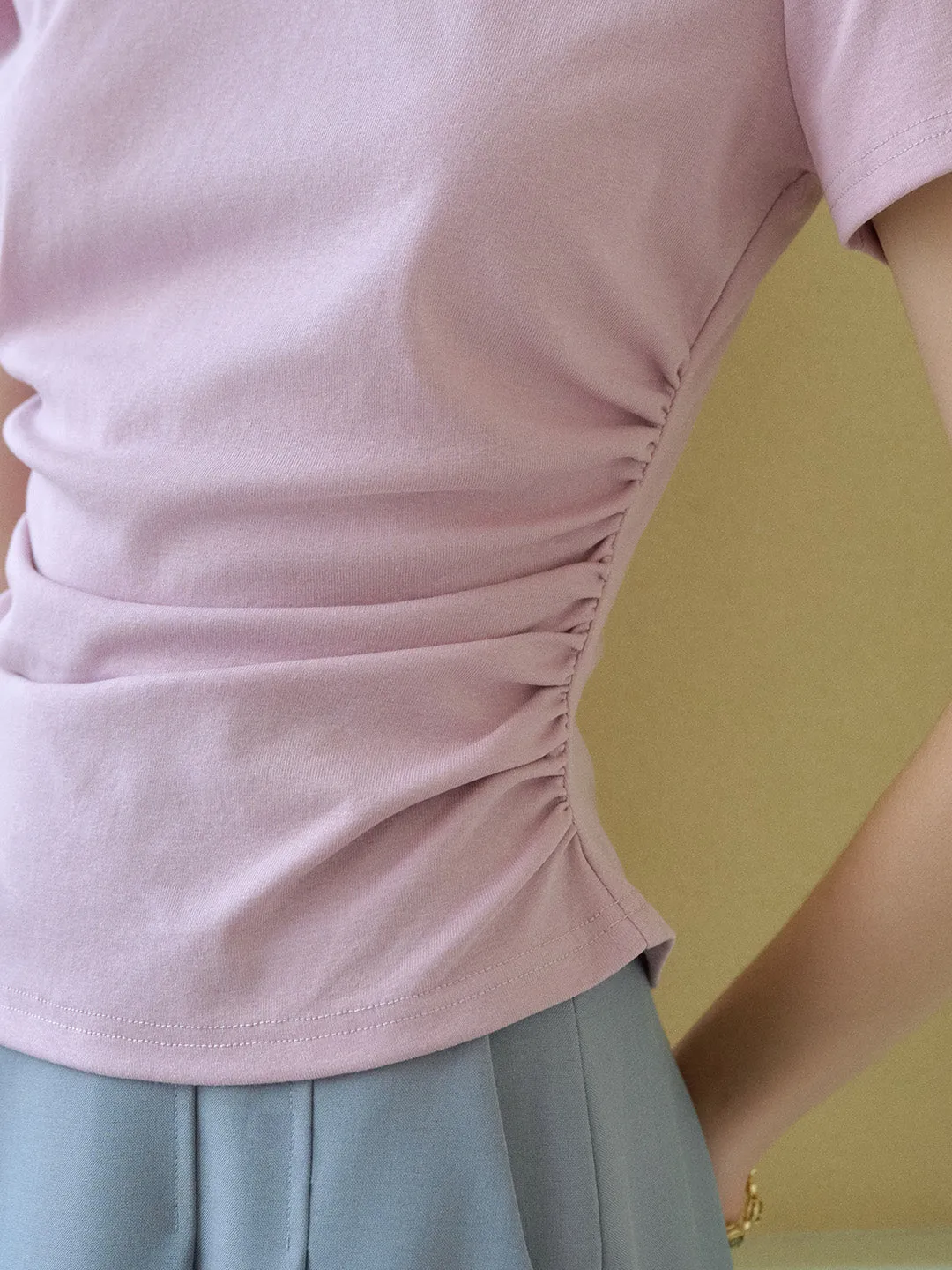 Stella Round Neck Cotton T-shirt - Pink