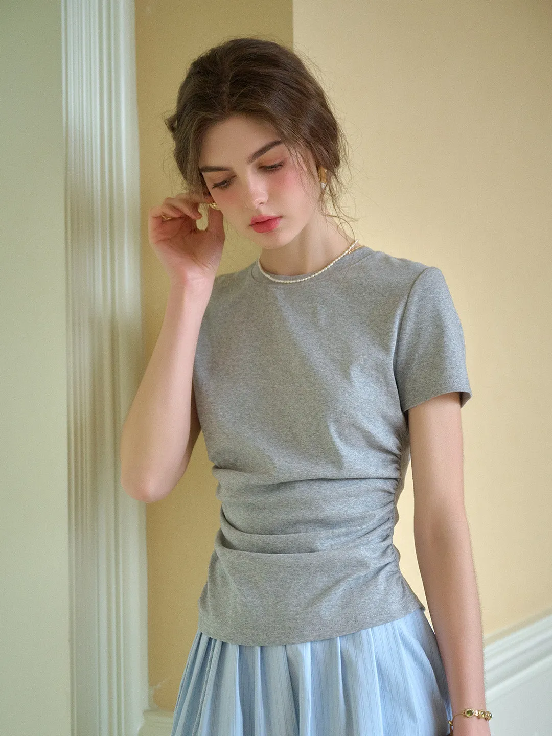 Stella Round Neck Cotton T-shirt - Pink