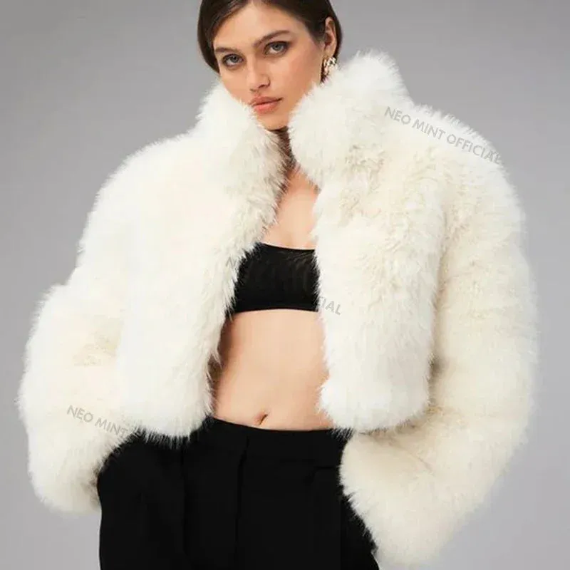 Streetwear Brand White Women Fur Fluffy Fox Hassle-free delivery Kendall Iconic Warm Fashion Jenner Fur Jacket Winter Faux Snow Unique appearance Girls Coat
